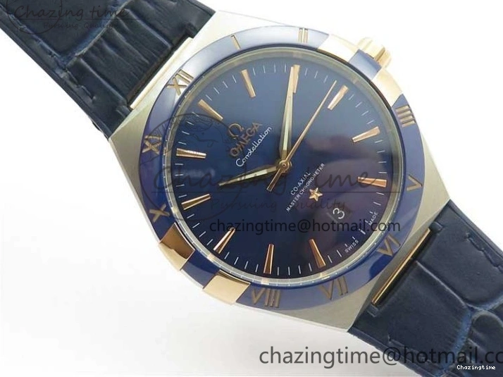 0409 Chic Constellation 131.33.41.21.03.001 SS RG TW Best Edition Blue Dial On Gummy Strap A 7872